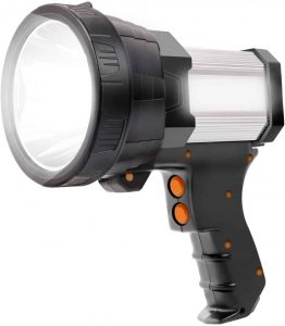 This is Super Bright LED Spotlight Rechargeable Flashlight 6000